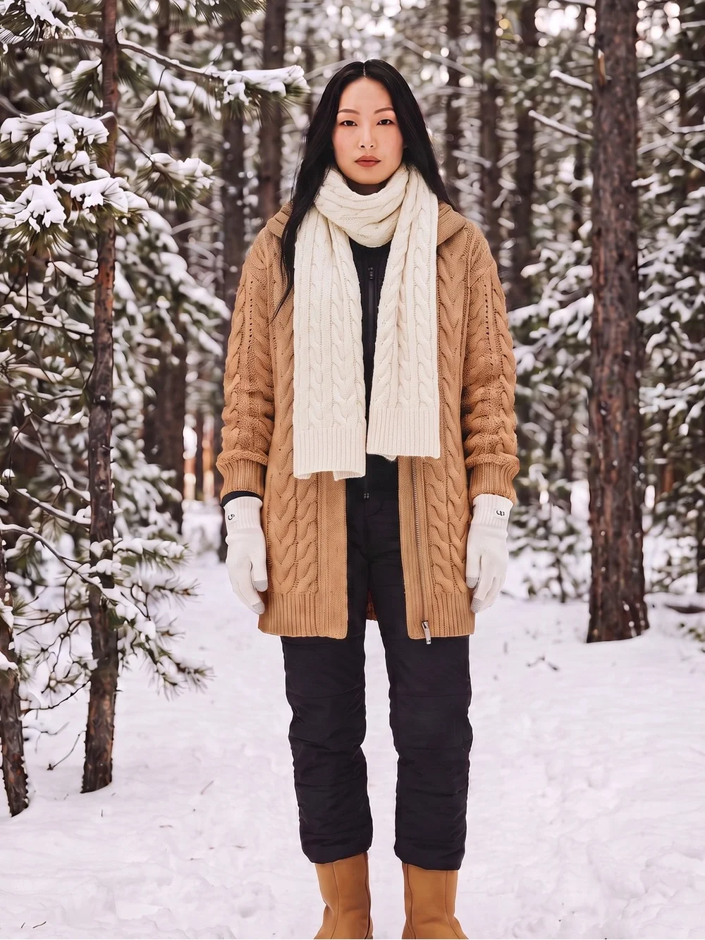 NWT UGG Women’s Ivory Knit Tech Touch Gloves Wool Blend One Size